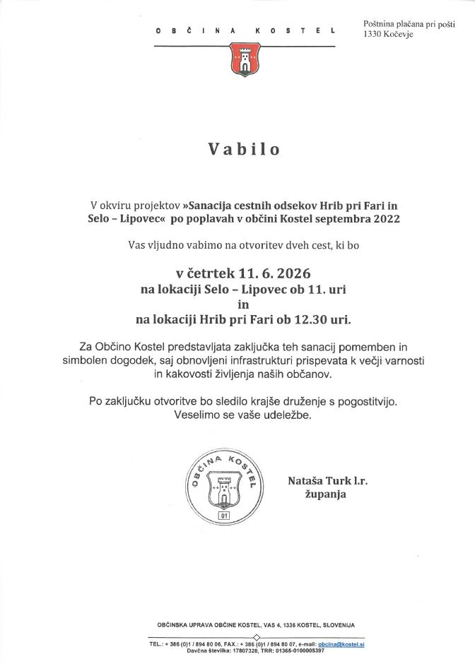 Vabilo Hrib - Lipovec